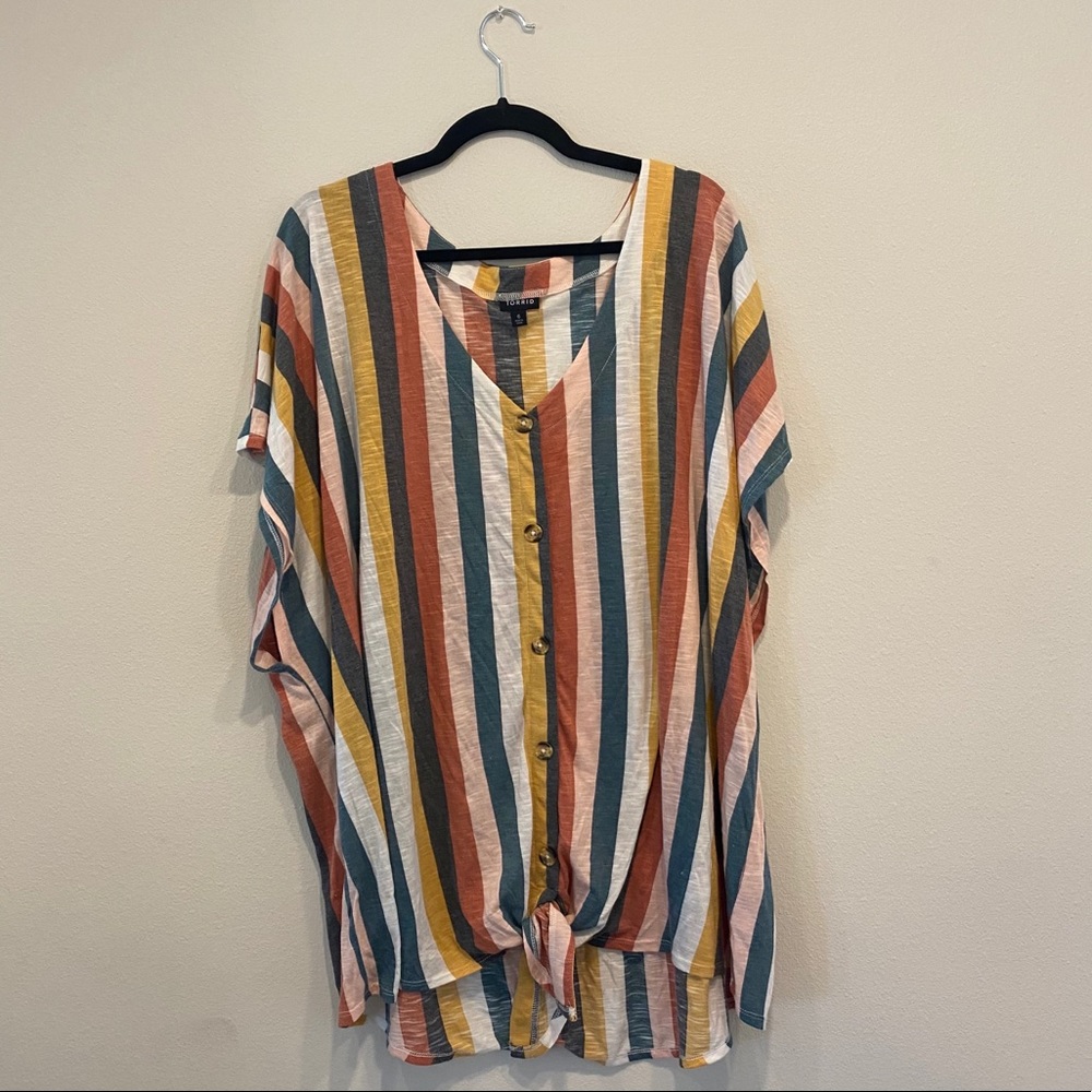 Torrid striped tie front top